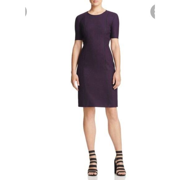 Elie Tahari Jonas Office Ready Short Sleeve Sheath Dress Plum 10 - Picture 1 of 7